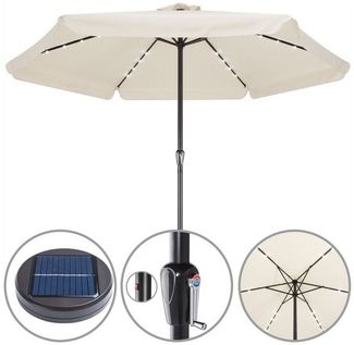 Kingsleeve Sonnenschirm, LED Beleuchtung Solarbetrieben Neigbar Wasserabweisend