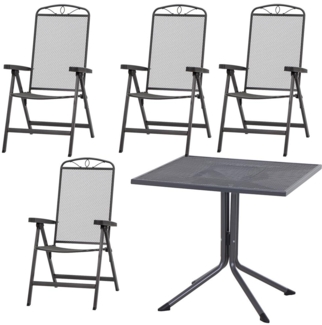 SIENA GARDEN Elda Set 5-teilig Klappsessel + Tisch 80 4 x Klappsessel + 1 x Tisch 80 x 80 cm