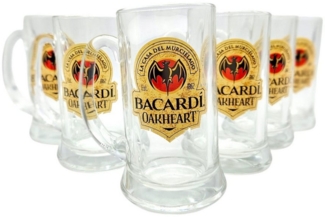 Bacardi GmbH Longdrinkglas Bacardi Oakheart Rumglas 29,5 cl mit Henkel, Original Tankard Glas, Robust, Original Bacardi-Design