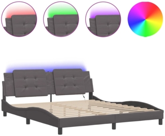 vidaXL Bettgestell mit LED ohne Matratze "Zadar" Grau 180x200 cm Kunstleder 3214127