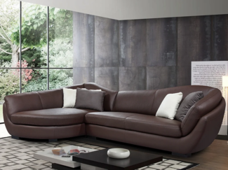 Vente-unique - Ecksofa Leder 5-Sitzer - Ecke Links - Büffelleder - Braun - CAIPI von PASCAL MORABITO