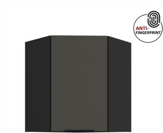 Küchen Eckhängeschrank 60x60 cm Küche ARIA Graphite ultra matt + Schwarz matt, hochwertige Fronten mit Anti Fingerprint Beschichtung Küchenzeile Küchenblock