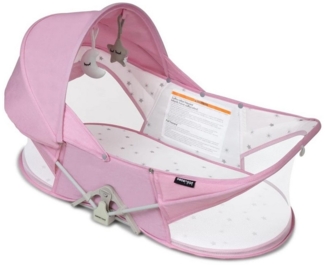 beberoad Baby-Reisebett mit Moskitohaube, Matratze und Tasche, Polyester pink, 44 x 82 x 30 cm