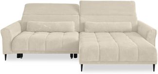Wohnlandschaft >Wolve< elektr. Sitzverstellung, 2 Kissen, Cord beige - 277x108x179cm (BxHxT)