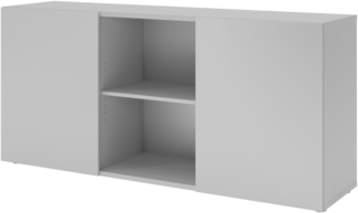 bümö Schwebetürenschrank, Sideboard grau - Büromöbel Sideboard Holz 160cm breit, 42cm schmal, Büro Schrank mit Schwebetür für Flur oder als Wohnzimmer-Kommode, 1780-5-5