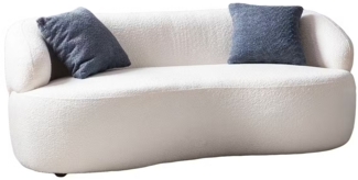 Nierensofa 3-Sitzer Bouclé mit abgerundeten Armlehnen Weiß 170 x 95 x 70 cm