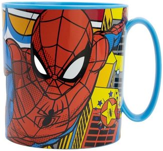 Spiderman Becher - Mikrowellengeeigneter Kunststoffbecher 390 ml – für Kinder, 1-tlg, robustes Material, besonders leicht
