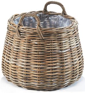 Kobolo Pflanzkübel Pflanzkorb Rattan - rund mit Folie ausgeschlagen (1 Stück)