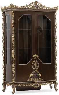 Casa Padrino Luxus Barock Vitrine Braun / Gold - Prunkvoller Massivholz Vitrinenschrank mit 2 Türen - Luxus Möbel im Barockstil - Barock Möbel - Edel & Prunkvoll
