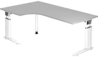 Winkeltisch US82 C-Fuß 200x120cm 90°Nussbaum Gestellfarbe: Silber