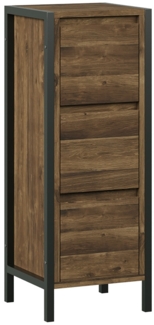 Midischrank Naola Eiche/Schwarz 30 x 80 cm mit 3 Schubladen Vicco