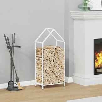 vidaXL Brennholzregal Weiß 40x25x90 cm Kaltgewalzter Stahl 864296