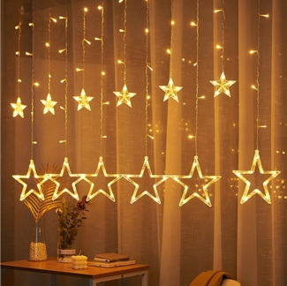 Clanmacy LED-Lichtervorhang 2M 138 LED Lichterkette Weihnachten Beleuchtung Vorhang Party Innen