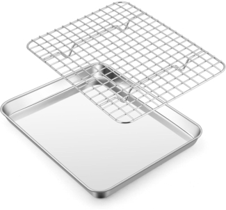 Homikit Backblech Auskühlgitter Edelstahl Backform Ofenblech 26,5x20,5x2,5cm