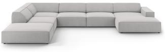 Micadoni 7-Sitzer Panorama Ecksofa Jodie Light Grey