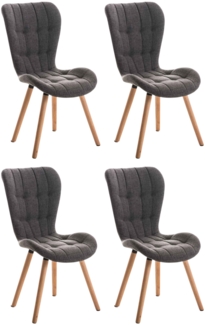 CLP 4er Set Stuhl Elda Stoff natura mit robustem Holzgestell,hellgrau