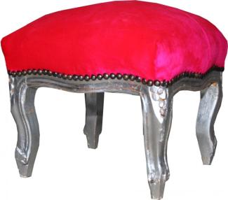 Casa Padrino Barock Fußhocker Pink / Silber - Antik Stil Möbel - Hocker