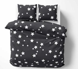 Mako Satin Bettwäsche big Stars anthrazit 155x220 + 80x80
