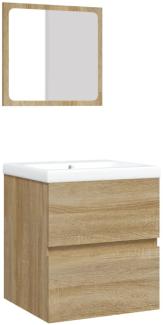 Waschbeckenunterschrank mit Waschbecken Spiegel Sonoma Eiche