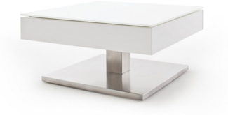 freiraum Couchtisch MARIKO, mit Stauraum, weiss, MDF/ Metall/ Sicherheitsglas - 75x38x75cm (BxHxT)