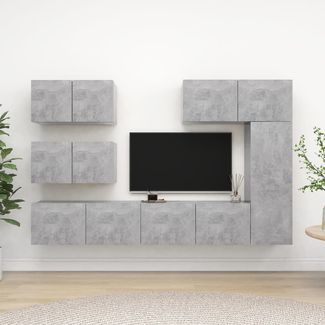 vidaXL 6-tlg. TV-Schrank-Set Betongrau Spanplatte [3079135]