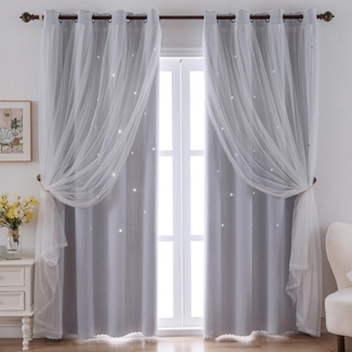 FOUORTUNATE-BEE Gardine Vorhänge Blickdicht Kinderzimmer Halbtransparent (2 St), Geeignet für Schlafzimmer und Wohnzimmer