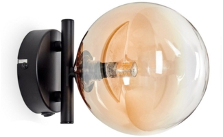 hofstein Wandleuchte Wandlampe aus Metall/Glas in Schwarz/Bernstein/Klar, ohne Leuchtmittel, Leuchte mit Glasschirm, An/-Auschalter, 1xG9, ohne Leuchtmittel
