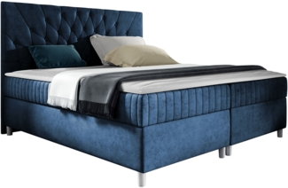 Boxspringbett Murseno, Blau, 180x200 cm