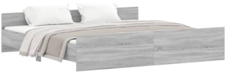 vidaXL Bettgestell mit Kopf- und Fußteil Grau Sonoma 180x200 cm 3203773