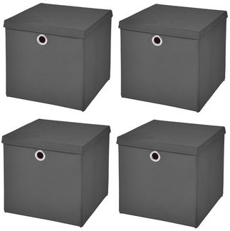 StickandShine Faltbox 4 Stück 32 x 32 x 32 cm Faltbox mit Deckel Stoffbox Aufbewahrungsbox
