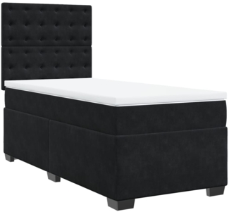 vidaXL Boxspringbett mit Matratze Schwarz 80x200 cm Samt 3290776