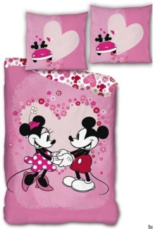 Disney Mickey Mouse Bettwäsche Minnie und Mickey Maus Bettwäsche Set, Mikrofaser, Deckenbezug 135-140x200 cm Kissenbezug 63x63 cm