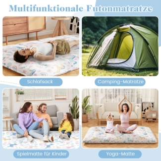 Japanische Futon Matratze mit Waschbarem Bezug & Tragetasche Tatami-Matte Bunt 140x200 cm