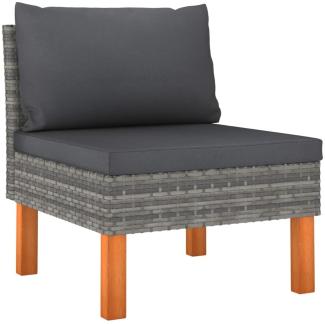 Mittelsofa Poly Rattan und Eukalyptus Massivholz