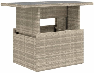 vidaXL Gartentisch mit Glasplatte Hellgrau 100x55x73 cm Poly Rattan 366183