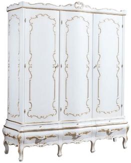 Casa Padrino Luxus Barock Schlafzimmerschrank Weiß / Gold - Handgefertigter Kleiderschrank im Barockstil - Barock Schlafzimmer & Hotel Möbel - Erstklassische Qualität - Made in Italy