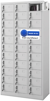 Schließfachschrank Spind PORTO - 33 Fächer, Etikettenhalter | Wertfachschrank Umkleideschrank Metall Kleiderspind, 185x90x45cm Grau