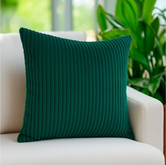 heimtexland Dekokissen Super Soft Cord Kissenbezug Sofakissen Kissenhülle, 45x45 I weich und flauschig I Kuschelkissen Kord I waldgrün