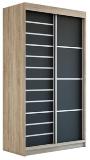 Schwebetürenschrank COLIN 2-türig Schrank 120 cm Farbe: Sonoma , schwarz