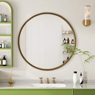 TavilaEcon Spiegel mit Metallrahmen, Sicherheitsglas mit Bruchschutz (1-St), Wandmontage oder freistehend, für Bad, Flur & Wohnzimmer