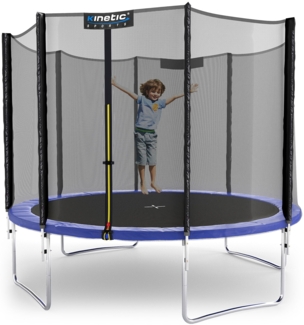 KINETIC SPORTS Trampolin Outdoor SALTO - Kindertrampolin Gartentrampolin Set mit Leiter, Netz, Randpolster, USA Sprungtuch, bis zu 160kg, Blau, Ø 305 cm