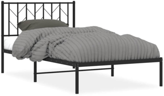 vidaXL Bettgestell mit Kopfteil Metall Schwarz 100x200 cm 374432