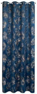 Eurofirany Vorhang Velvet Vorhänge mit goldenem Blättermuster, Velours Vorhang, Glamour, Blätter Muster, pflanzliche Motive