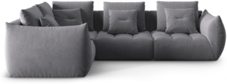 Micadoni Ecksofa Bloom 4-Sitzer Samt Dunkelgrau Links