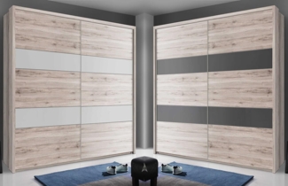 Schwebetürenschrank Schrank mit Passpartoutrahmen sandeiche / wechselbar weiß oder grau 220cm