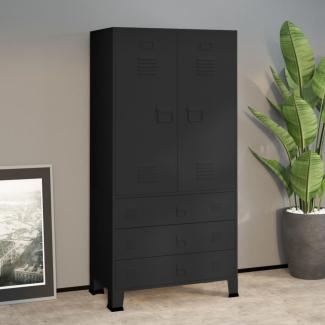 vidaXL Kleiderschrank, Metall, schwarz 90x50x180 cm