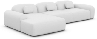 Ecksofa Barcelona L Kurz mit Zierkissen, Kunstleder, Weiß, Links