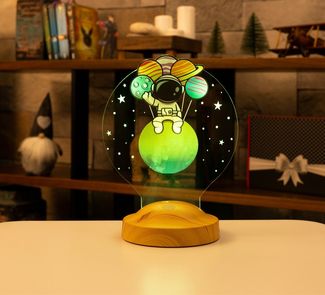 Geschenkelampe LED Nachttischlampe Astronaut 3D Kinderzimmer Nachtlicht mit UV Druck Geschenk für Baby, Leuchte 7 Farben fest integriert, Geburtstagsgeschenk für Jungen, Jungs, Kinder