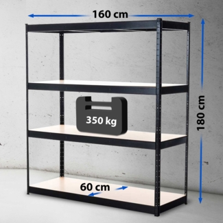 CLP Lagerregal 160x60x180 cm,schwarz