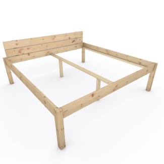 Pfostenbett "metallarm" Zirbe Holzbett "Daybett" 200 x 200cm 58cm Doppelbett